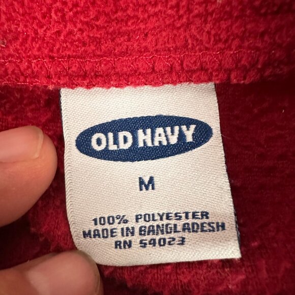 Old Navy Mens Red Polyester Half-Zip Fleece Pullover Sweater Size M - Picture 3 of 4